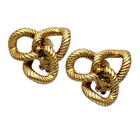 Kenneth Jay Lane 22k Gold Plated Twisted Rope Knot Statement Clip-On Earrings