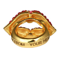 Ritzy Couture Valentine Heart Charm & Lips Finger Ring for Women (Goldtone)