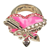 Ritzy Couture Love Heart & Arrow Pink Dangle Rings (Silvertone)