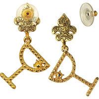 Ritzy Couture Pave Crystal Margarita Pool Party with Fleur-de-Lis Earrings (Goldtone)