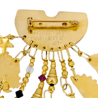 Lunch at The Ritz Aztec & Mayan Legacy Pin – Hand-Enameled Gold Statement Brooch