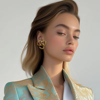 Kenneth Jay Lane 22k Gold Plated Twisted Rope Knot Statement Clip-On Earrings