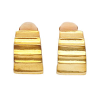 Kenneth Jay Lane Vintage-Inspired 22k Gold Plated Ribbed Clip-On Hoop Earrings