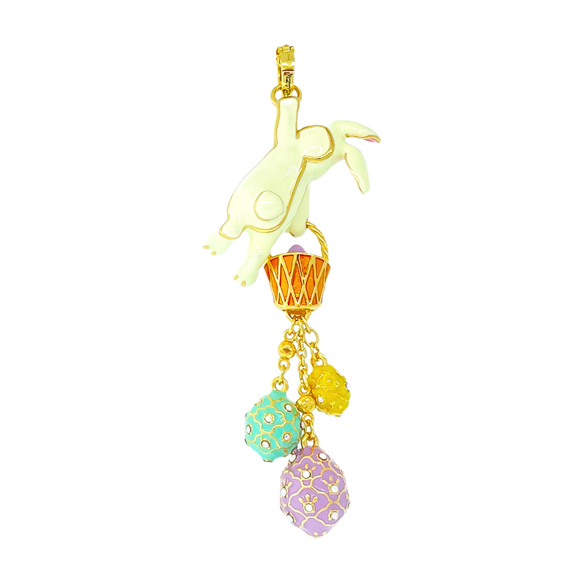 Adorable Easter Bunny Basket Necklace Ritzy Couture DeLuxe - 18k Gold Plating
