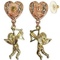 Ritzy Couture Valentine Cupid Earrings Drop Dangle Earrings for Women (Goldtone)