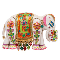 Ritzy Couture Royal Maharaja Elephant White Multicolor Pin/Pendant (Goldtone) - White Ivory Gold Orange Pink Multicolor