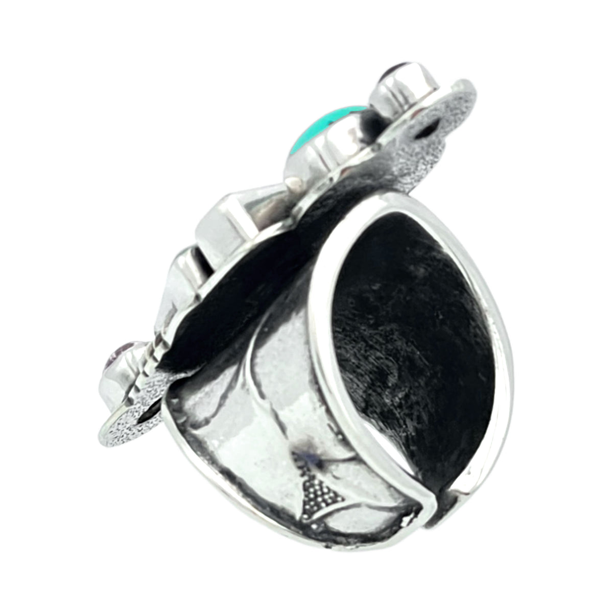 Tabra Jewelry 925 Silver Turquoise Pink Rhodonite Pink Turmaline Ring Sz 5 OOK515