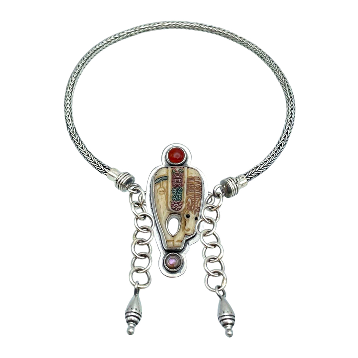 Tabra Jewelry 925 Sterling Silver Braided Adjustable Anklet Connector Chain AK22