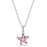 Pink Crystal Starfish Enhancer Charm "Fine Silver Plated