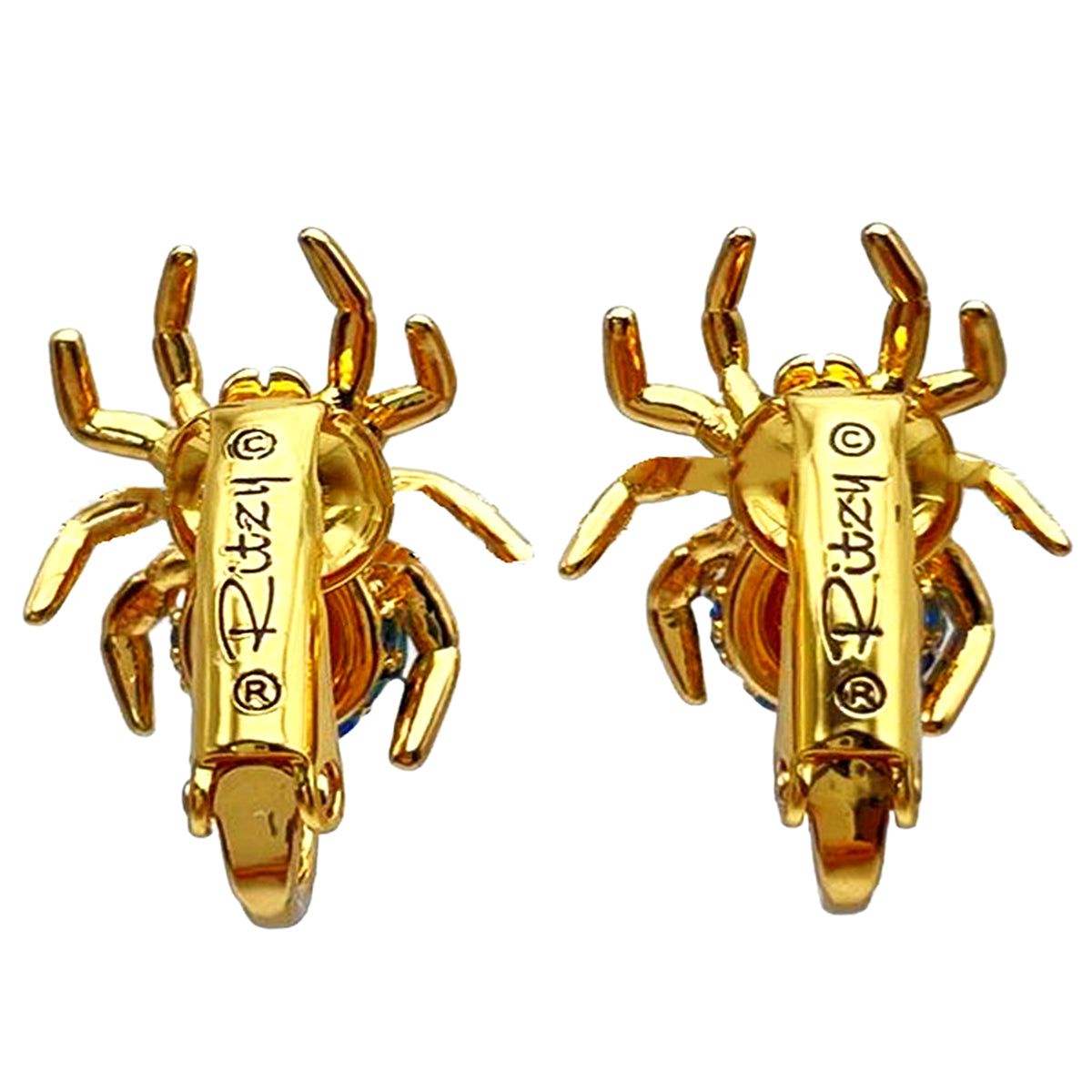 Spooky Spider Halloween Leverback Earrings Ritzy Couture DeLuxe 18k Gold Plating