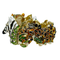 Ritzy Couture DeLuxe Wild Animal Hinged Cuff Bracelet 22k Gold Plated - Size Medium
