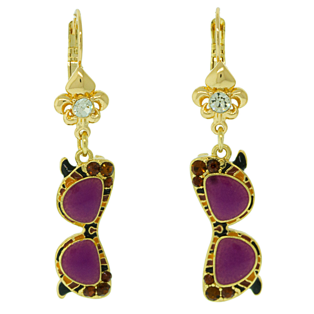 Chic Leopard Print Sunglasses Leverback Earrings