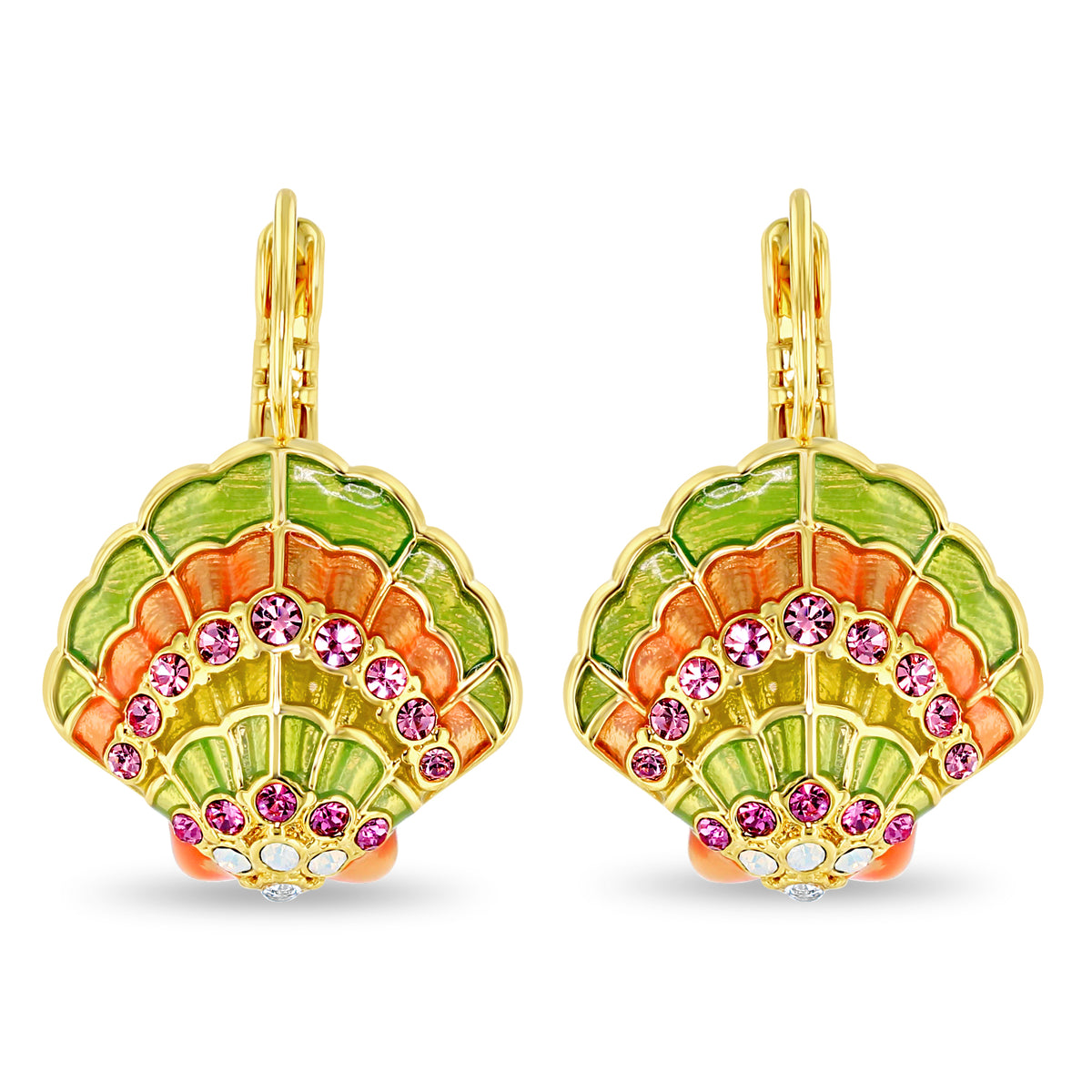 Scallop Sea Shell Pastel Beach Earrings by Ritzy Couture DeLuxe -18k Gold Plated