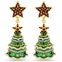 Christmas Tree Red & Green Earrings - Christmas Jewelry
