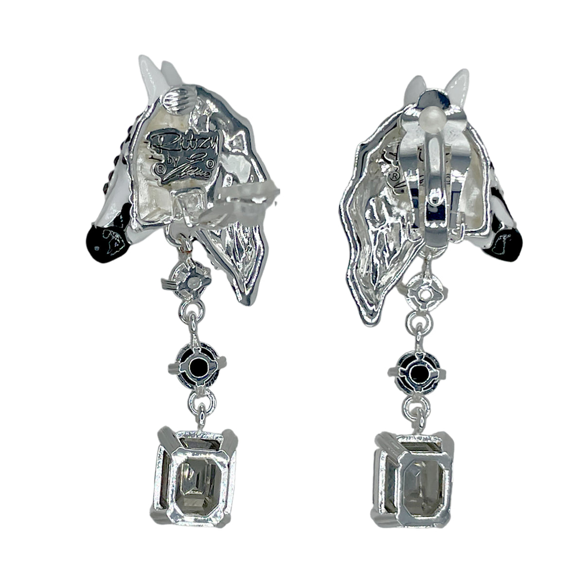 Ritzy Couture DeLuxe Wild Zebra Animal Print Statement Earrings - Fine Silver-Plated