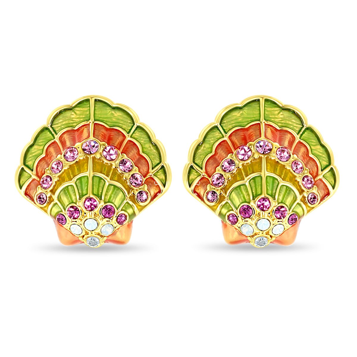 Scallop Sea Shell Pastel Beach Earrings by Ritzy Couture DeLuxe -18k Gold Plated