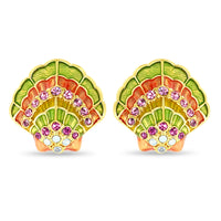Scallop Sea Shell Pastel Beach Earrings by Ritzy Couture DeLuxe -18k Gold Plated