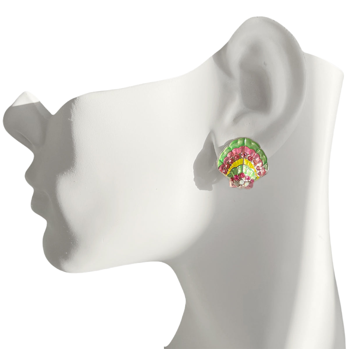 Scallop Sea Shell Pastel Beach Earrings by Ritzy Couture DeLuxe-Fine Silver Plate