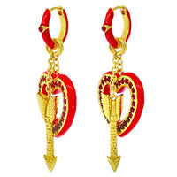 Hearts and Arrow Love Red Ombre Earring - 18k Gold Plating