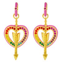 Hearts and Arrows Love Rainbow Huggies - 18k Gold Plating