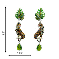 Ritzy Couture DeLuxe Wild Leopard Jungle Dangle Earrings - Fine Silver Plated Brass