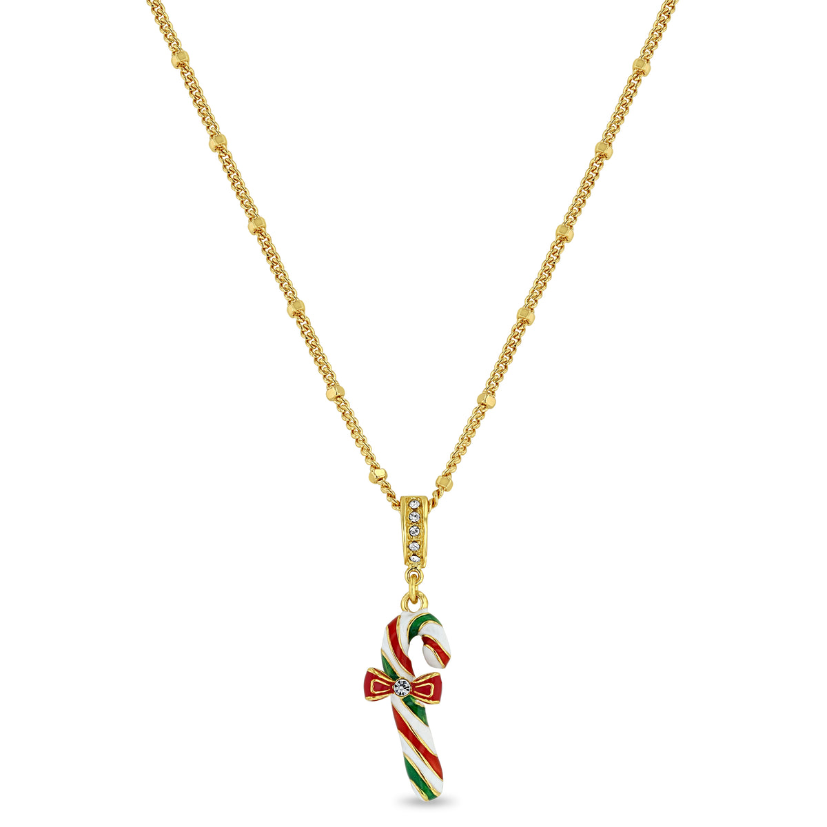 Christmas Candy Cane Enhancer Charm - 18k Gold Plated