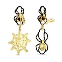 Black Spider Halloween Leverback Earrings -18k Gold Plated