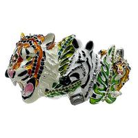 Ritzy Couture DeLuxe Wild Animal Hinged Cuff Bracelet Fine Silver Plated - Sz Med