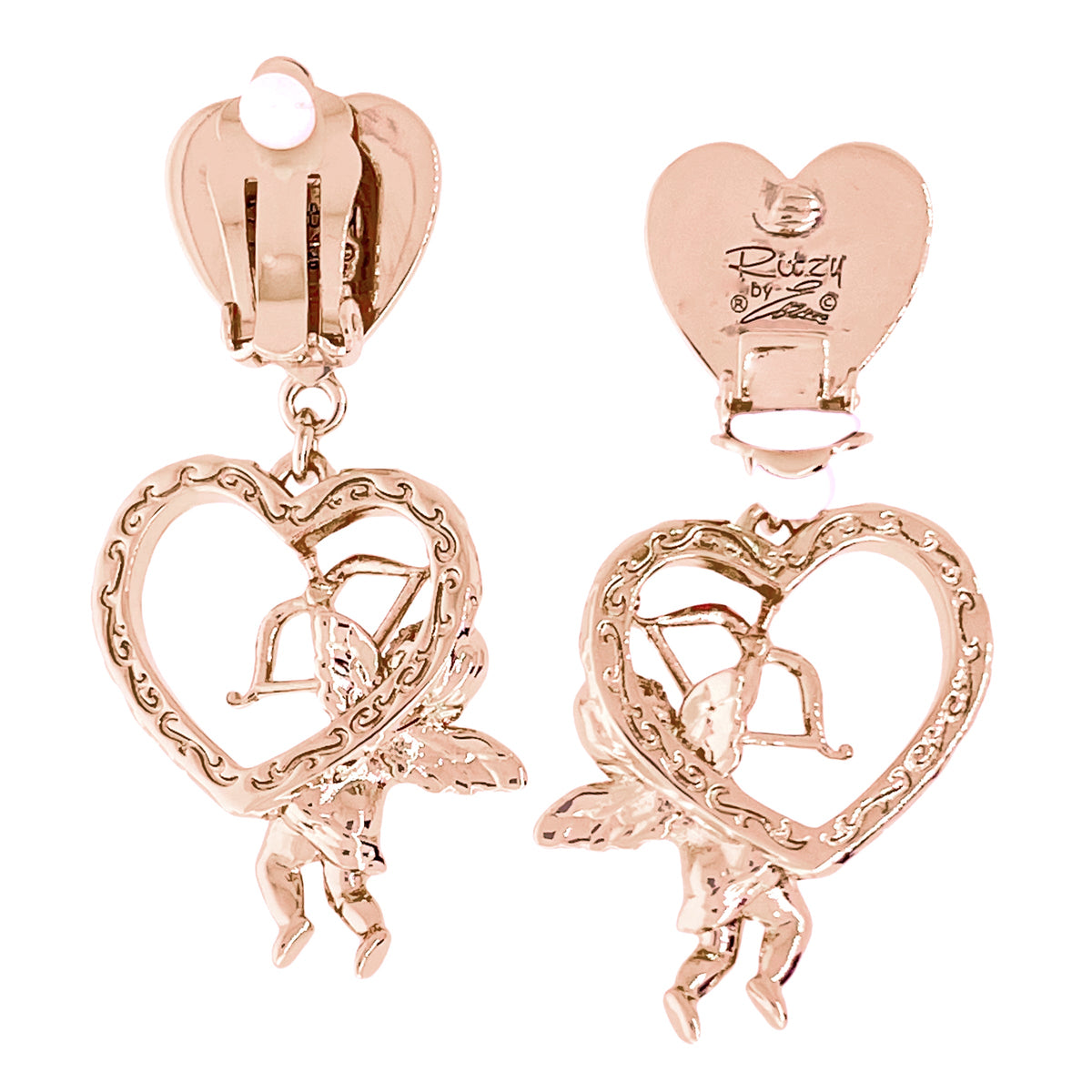 Cupid"s Love Pink Valentine Heart Earring by Ritzy Couture