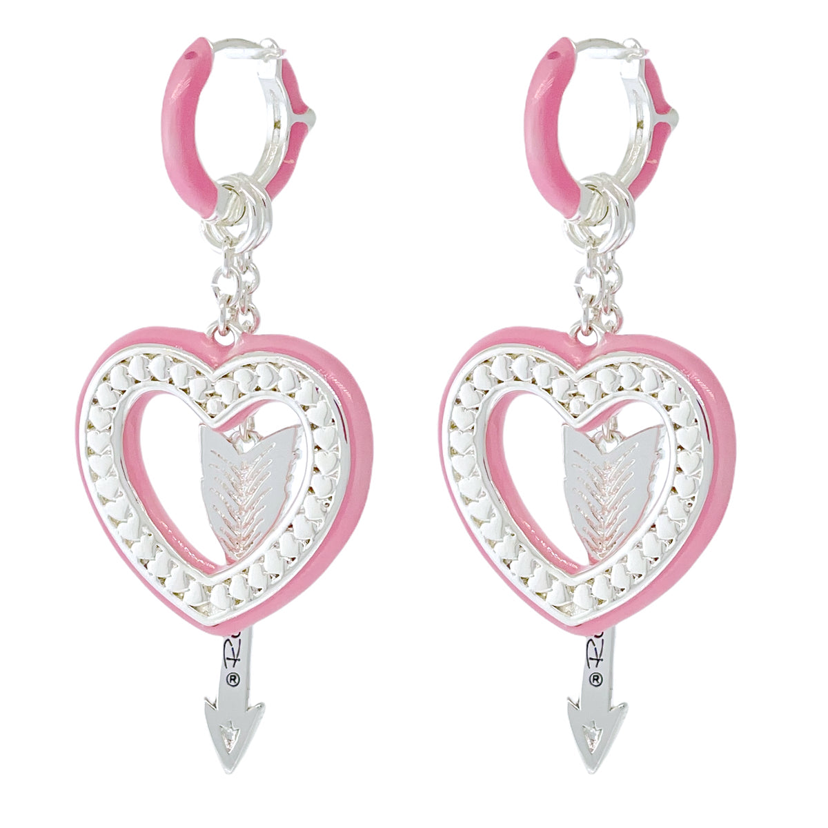 Hearts and Arrows Love Rainbow Earrings " Fine Silver Plating