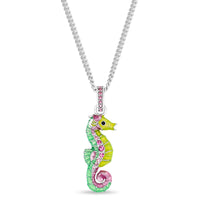 Summer Pastel Seahorse Enhancer Charm by Ritzy Couture DeLuxe-Fine Silver Plated