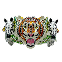 Ritzy Couture DeLuxe Wild Animal Hinged Cuff Bracelet Fine Silver Plated - Sz Med