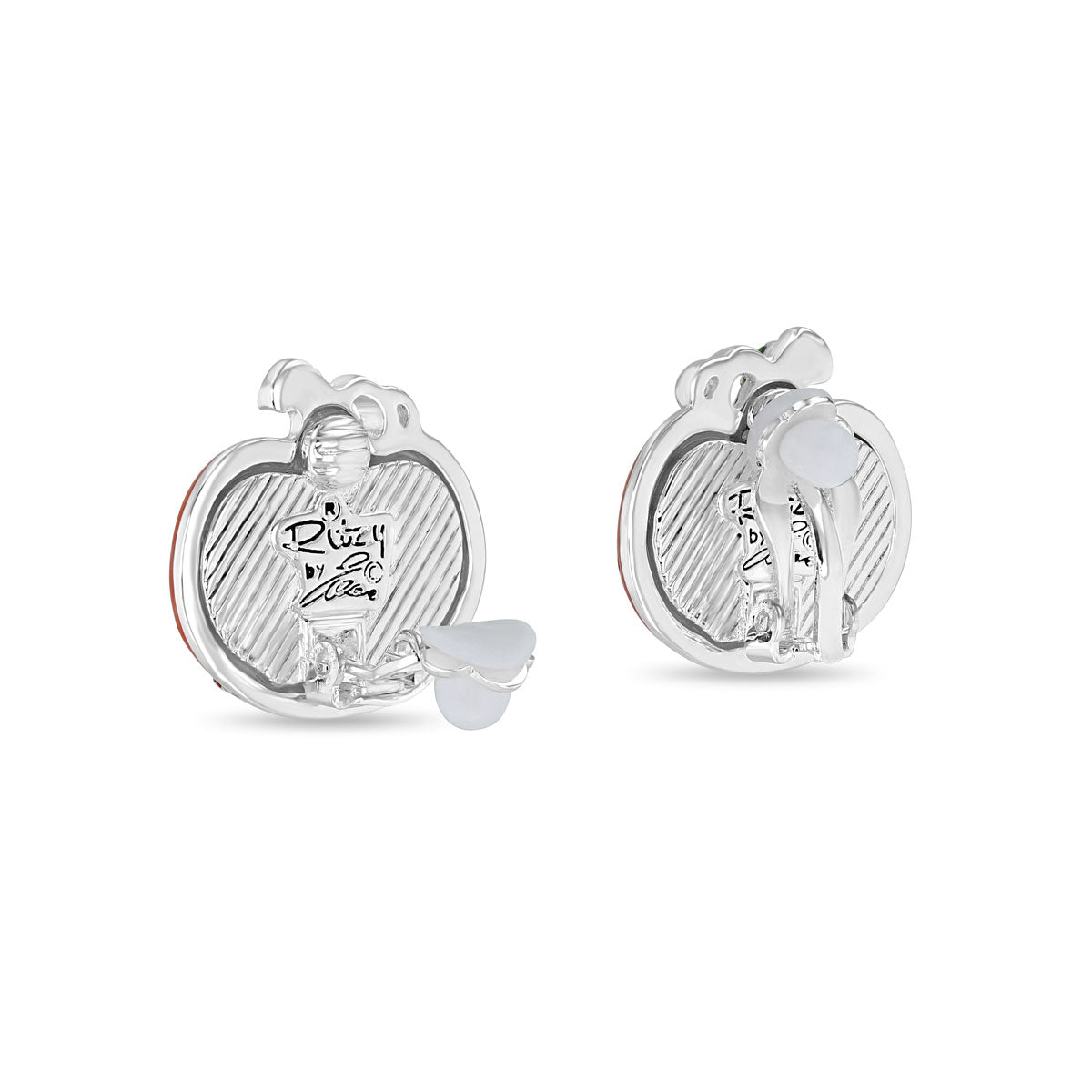 Jack O' Lantern Pumpkin Halloween Earrings Ritzy Couture Silver Plate