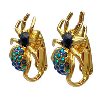 Spooky Spider Halloween Leverback Earrings Ritzy Couture DeLuxe 18k Gold Plating