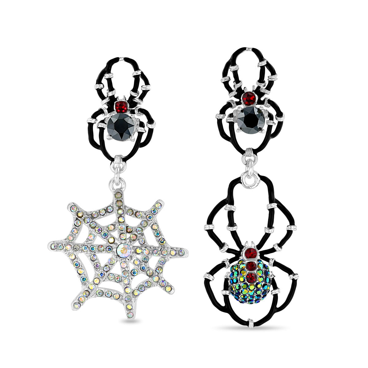 Black Spider Halloween Leverback Earrings - Fine Silver Plate