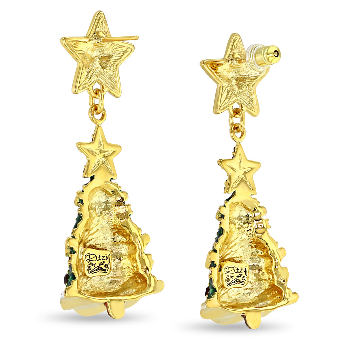 Christmas Tree Red & Green Earrings - Christmas Jewelry