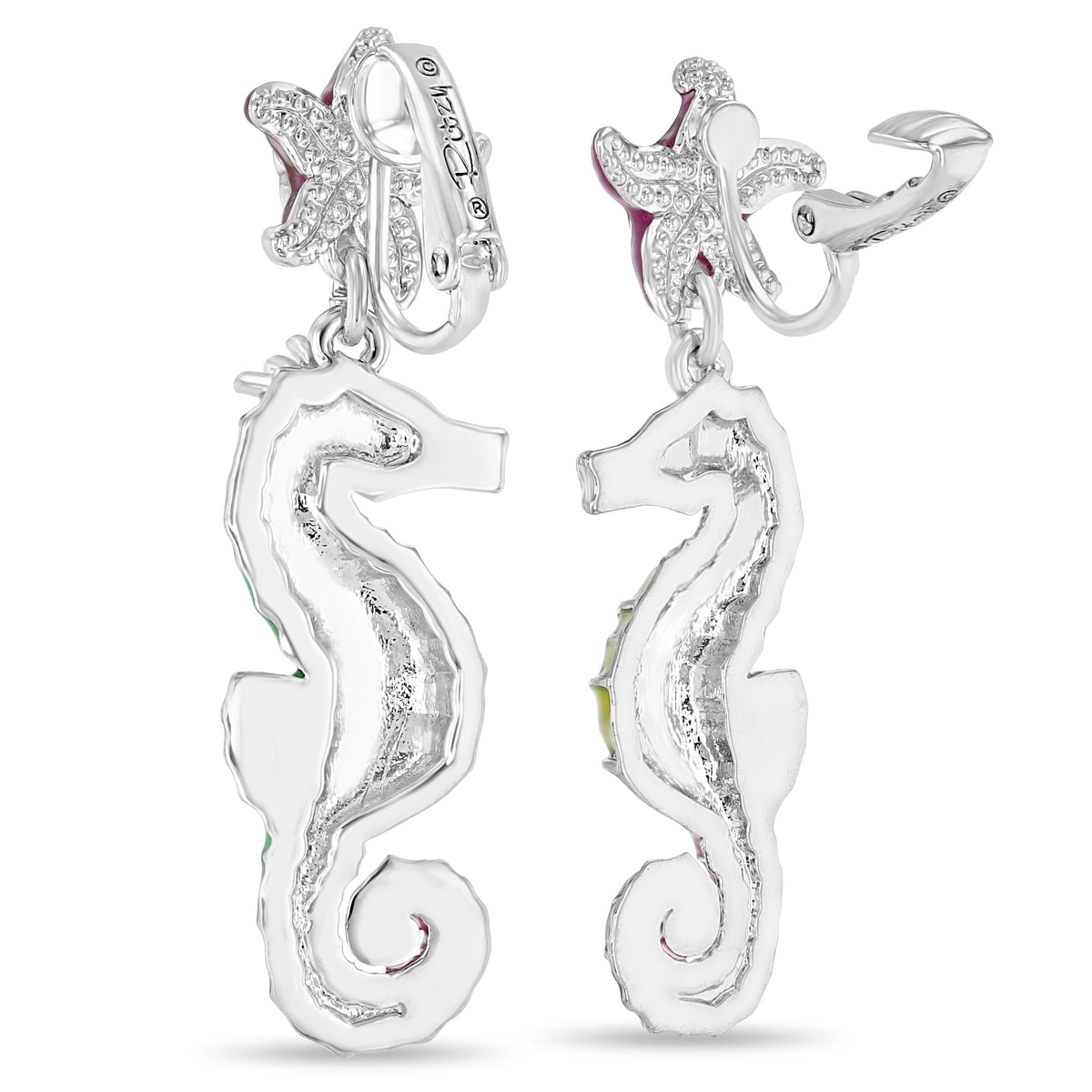 Pastel Starfish Seahorse Earrings " Fine Silver Plated