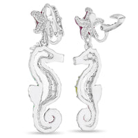 Pastel Starfish Seahorse Earrings " Fine Silver Plated