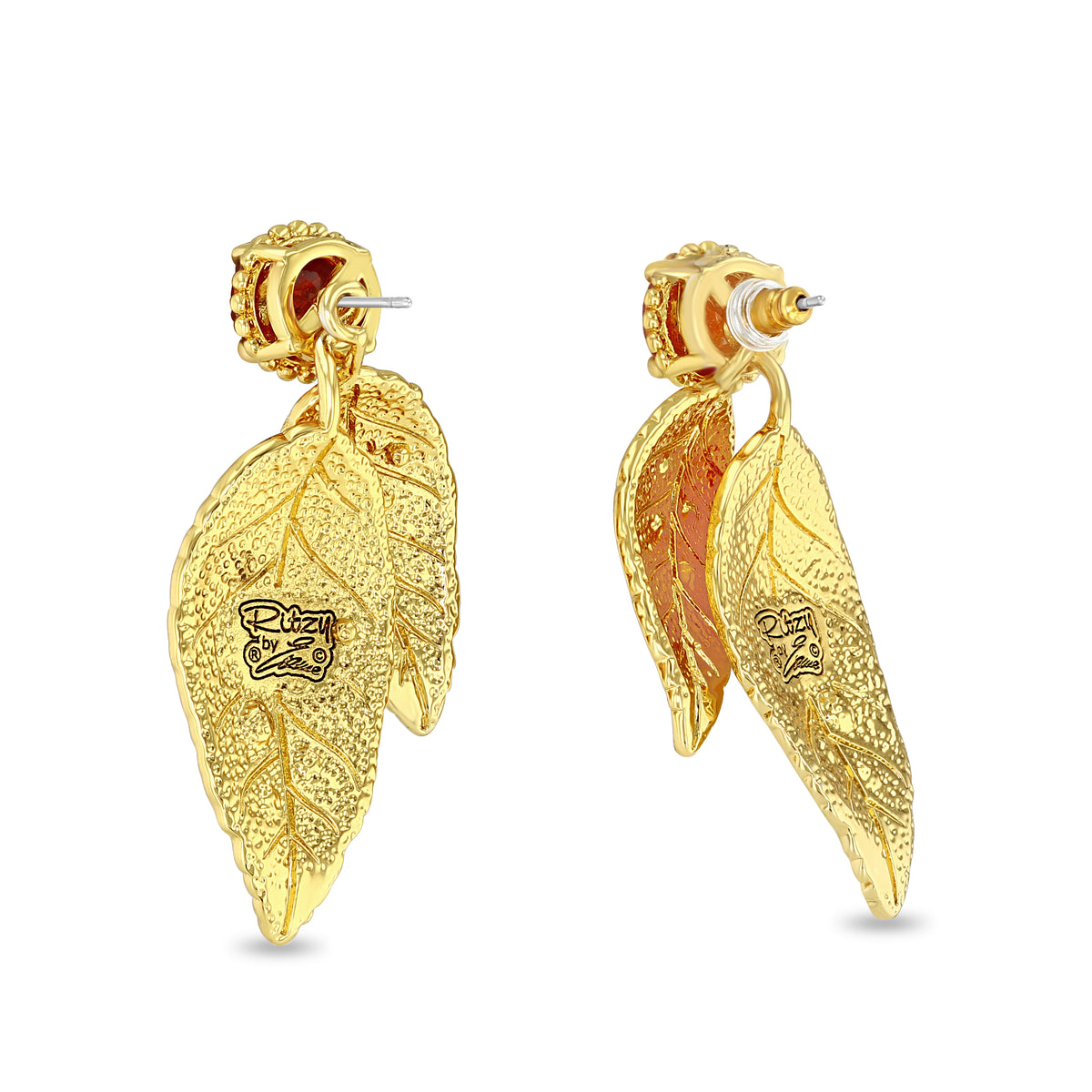 Autumn Fall Multicolor Leaves Front & Back Post Earrings