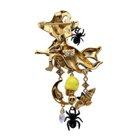 Beguiling Halloween Witch Pin Pendant by Ritzy Couture DeLuxe - 18k Gold Plating