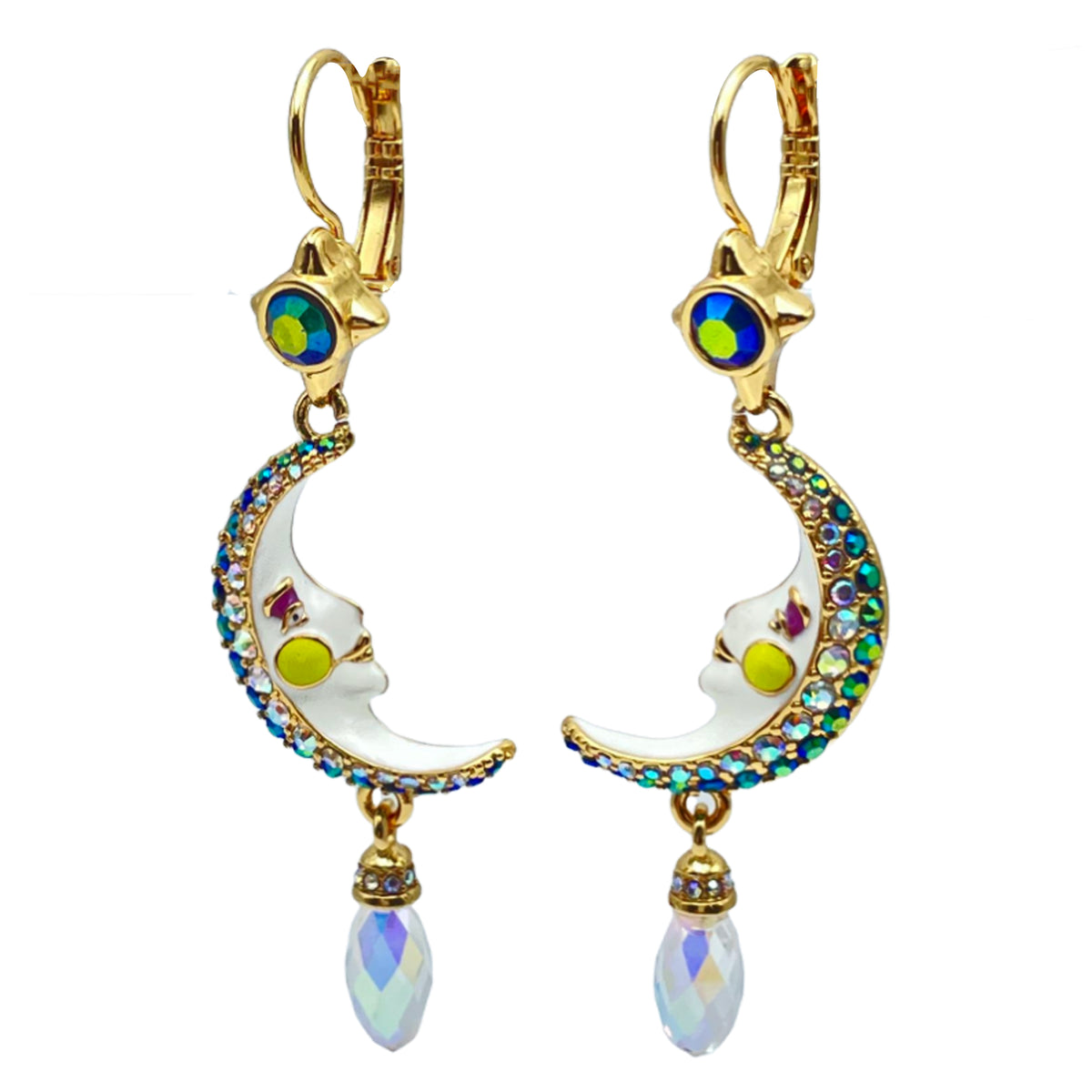 Magical Mystical Crescent Moon Earrings by Ritzy Couture DeLuxe 18k Gold Plating