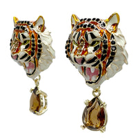 Ritzy Couture DeLuxe Bengal Tiger Earrings - Tiger Stripe Design - 22k Gold Plate