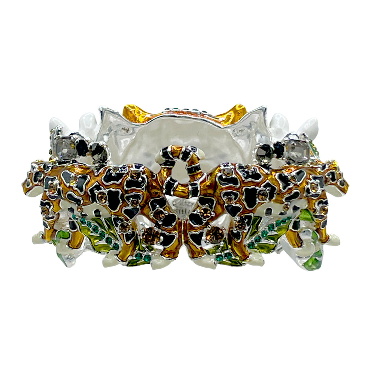 Ritzy Couture DeLuxe Wild Animal Hinged Cuff Bracelet Fine Silver Plated - Sz Med