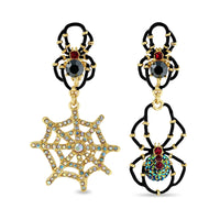 Black Spider Halloween Leverback Earrings -18k Gold Plated