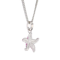 Pink Crystal Starfish Enhancer Charm "Fine Silver Plated