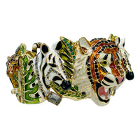 Ritzy Couture DeLuxe Wild Animal Hinged Cuff Bracelet 22k Gold Plated - Size Medium