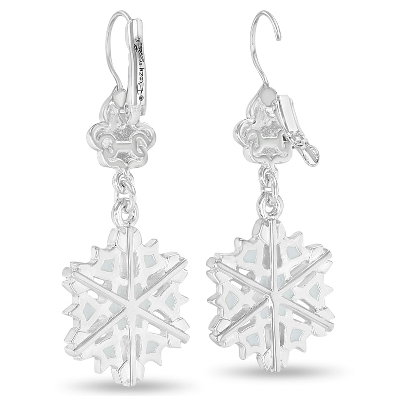 Sparkling Winter Snowflake Drope Earrings Ritzy Couture DeLuxe-Fine Silver  Plate - Silver