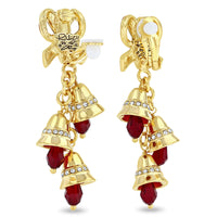 Christmas Jingle Bell Earrings - by Ritzy Couture DeLuxe – 22k Gold Plated
