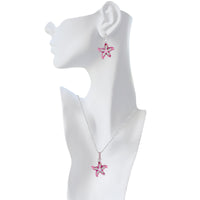 Pink Crystal Starfish Enhancer Charm "Fine Silver Plated