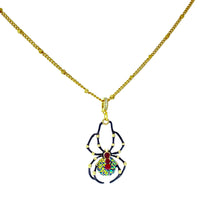 Ritzy Couture Spider Black AB Crystal Halloween Enhancer Pendant Necklace - Goldtone